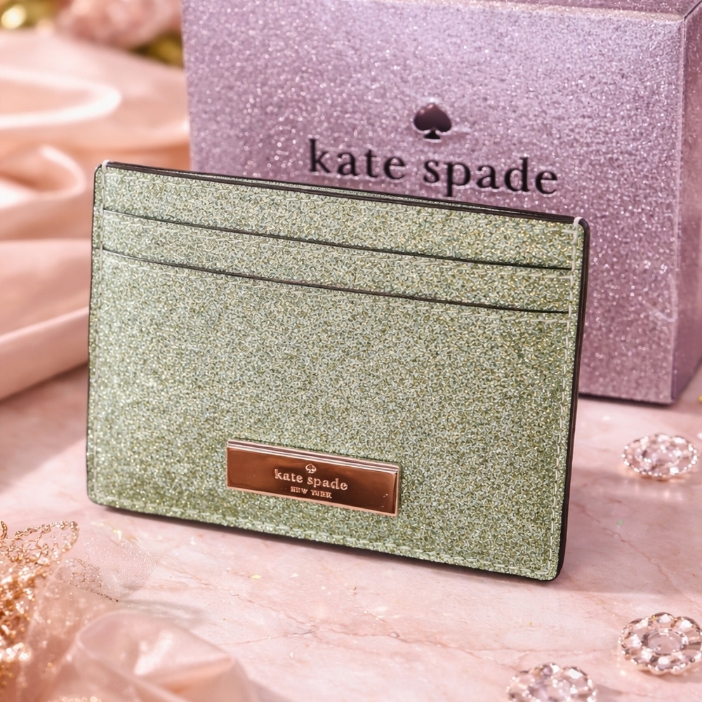 ✨ Kate Spade Glitter Card  Holder Wallet – Green ✨